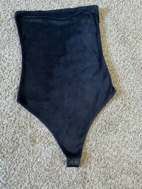 American Eagle Outfitters Black Velvet-Look Bodysuit